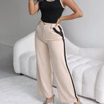 2 Piece Contrast Binding Sleeveless Slim Fit Tank Top and Striped Pants Sets Tracksuits Match Sets