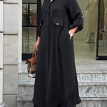 2 Pieces Outfit Turn-down Collar Turn-Up Sleeves Button Front Asymmetrical Hem Longline Blouse and Casual Elastic Waist Wide Leg Pants Set