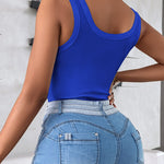 Scoop Neck Sleeveless Ribbed Tank Top Cami Tee Shirts