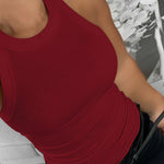 Plus Size Ribbed Round Neck Sleeveless Slim Fit Tank Basic Casual Top