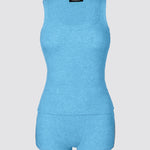 2PCS Micro-Ribbed U-Neck Tank Top & Boxer Set Cozy Loungewear