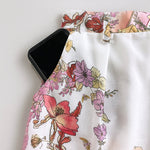 2 Pieces Outfit Floral Placement Print Stand Collar Button Button Front Lantern Sleeve Top and Casual Elastic Back Waist Shorts Set with Belt
