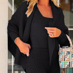 Lapel Batwing Sleeve Casual Cardigan Open Front Sweater (ONLY)