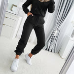 2 Pieces Outfit Sequin Decor Leopard Print Spliced Cold Shoulder Long Sleeve Drawstring Hoodie Sweatshirt and Casual Drawstring Elastic Waist Jogger Sweatpants Set