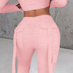 Drawstring Slit Pocket Design Sweatpants