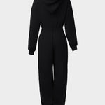 Hooded Kangaroo Pocket Design Stretchy Waist Cuffed Jumpsuit