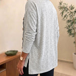 Women's Side Button Detail High-Low Split Hem Loose Tee Drop Shoulder Casual Top