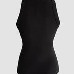 Rhinestone Contrast Sequin Keyhole Neck Sleeveless Slim Fit Elasticity Ribbed Top Elegant Tank