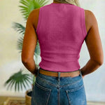 3 Pack Women's Rhinestone Sleeveless Ribbed Fitted Tank Tops