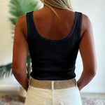 U-Neck Sleeveless Half Button Front Tank Slim Fit Backless Knit Waffle Tank Top