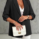 Notched Collar Roll Up Sleeve Blazer Coat