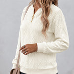 Women's Half-Zip Argyle Pattern Long Sleeve Sweatshirt Casual Top