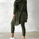 3 Piece Lounge Set Crewneck Sleeveless Tank Top Long Sleeve Open Front Coat Pants Sweatsuit