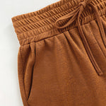 High Waist Drawstring Elastic Waist Wide Leg Casual Pants