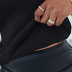 High Neck Long Sleeve Beaded Knit Sweater Hollow-out Fleece Lined Basic Layering Soft Versatile Thermal Top