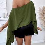 Women's Off Shoulder Convertible Crop Top Casual Multi Wear Slit Blouse with Bandeau
