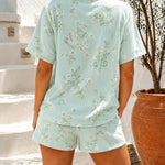 Women's Floral Print Pajama Set Short Sleeve Button Down Top and Shorts Casual Lounge Set