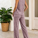 Women's 2 Piece Set U-Neck Tank Top and Straight Leg Pants Casual Loungewear