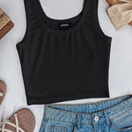 Scoop Neck Sleeveless Ribbed Tank Top Cami Tee Shirts