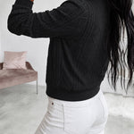 Women's Vintage Cable Knit Bomber Jacket Casual Argyle Zip Up Crop Coat with Pockets
