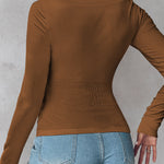ChicMe Built-in Bra U-Neck Long Sleeve Ribbed Top