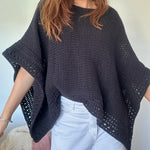 Solid Batwing Sleeve Hollow Out Crochet Pattern Top Casual Cover Up