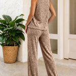 Women's 2 Piece Set U-Neck Tank Top and Straight Leg Pants Casual Loungewear