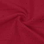 Sleeveless Ruched Cinched Waist Draped Bandeau Dress Eyelet Embroidery Slit Asymmetrical Hem Vacation Dress