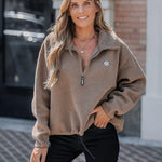 Stand Collar Zipper Design Casual Sweatshirt