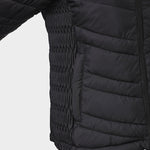Zipper Pocket Design Shirred Fuzzy Trim Fleece Lined Hooded Puffer Jacket