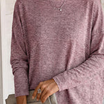Women's Long Sleeve Knit Top Backless Twist Lace Panel Casual Tee