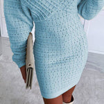 V-Neck Hollow Out Long Sleeve Knit Dress