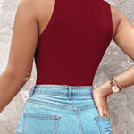 Plus Size Ribbed Round Neck Sleeveless Slim Fit Tank Basic Casual Top