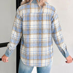 Women's Two-Way Reversible Corduroy Plaid Shacket Button Down Long Sleeve Shirt Jacket