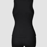 2PCS Micro-Ribbed U-Neck Tank Top & Boxer Set Cozy Loungewear