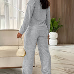 Women's Casual Tracksuit Set Zip Up Long Sleeve Lapel Jacket and High Waisted Straight Leg Pants Lounge Set with Pockets