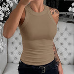 O-Neck Sleeveless Basic Slim Fit Skinny Tank Casual Top(Without Pads)