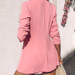 2 Pieces Outfits Notched Collar Long Sleeve Blazer Coat And Floral Print Zipper Fly Shorts Set With Belt