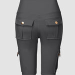 Tummy Control Butt Lifting Active Shorts High Waist Flap Pocket Workout Bermuda Cargo Running Shorts