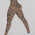 Camouflage Print High Waist Skinny Leggings with Cargo Flap Pockets Casual Pants