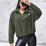 Stand Collar Zipper Design Casual Sweatshirt