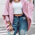 Colorful Waffle Knit Open Front Coat Batwing Long Sleeve Cardigan