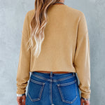 Women's Ribbed Knit Long Sleeve Top Casual Seam Crewneck Pullover