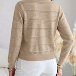 Women's Pearl Beaded Knit Cardigan Elegant Hollow Out Crop Sweater Casual Button Down Coat