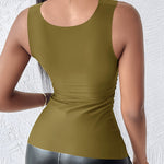 U-Neck Sleeveless Tank Seamless Skinny Layering Top with Built-In Bra