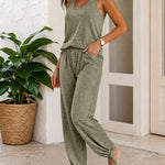 Women's 2 Piece Set U-Neck Tank Top and Straight Leg Pants Casual Loungewear
