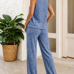 Women's 2 Piece Set U-Neck Tank Top and Straight Leg Pants Casual Loungewear