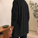 Women's Side Button Detail High-Low Split Hem Loose Tee Drop Shoulder Casual Top