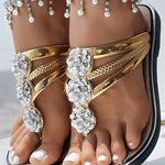 Rhinestone Floral Pattern Hollow Out Flip Flops Slippers