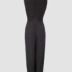 Plunge Sleeveless Button False Two Pieces Wide Leg Jumpsuit